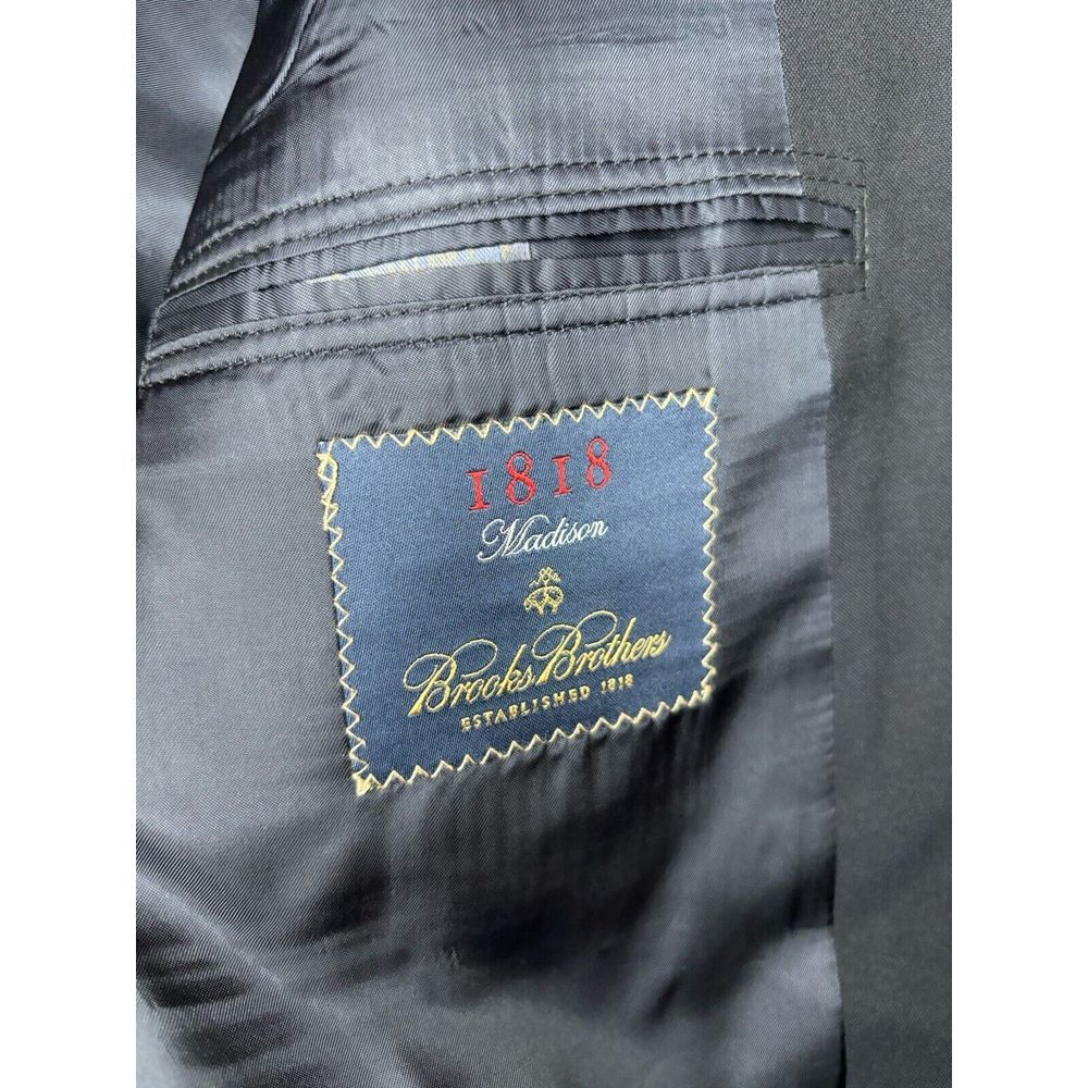 Brooks Brothers Madison 1818 Loro Piana Black 100% Wool‎ Blazer Gold Buttons 43R - Picture 4 of 11
